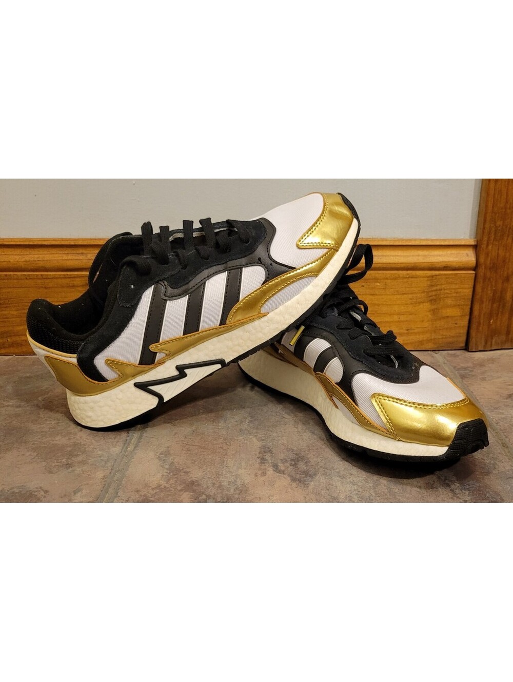 Adidas Tresc Run Running Shoes Metallic Gold Black White Men’s Sz 10